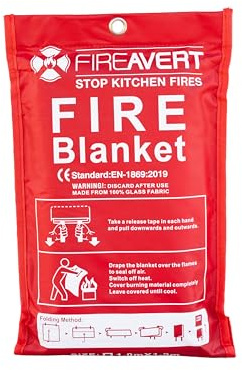 FireAvert Emergency Fire Blanket for Home and Kitchen – Fire Safety Blanket for Kitchen, Camping, Vehicles & More - 2 Pack
