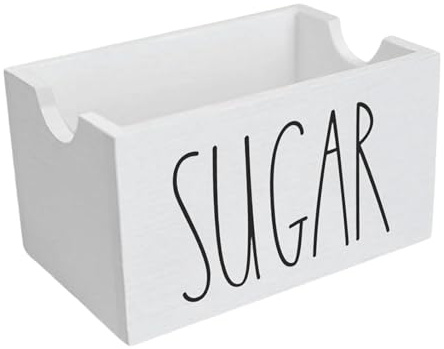 F Fityle Porta bustine di Zucchero, Dispenser Rustico in Legno per caffè, Bar, 20 bustine per Tavolo, Cucina, Hotel, casa, Bianco
