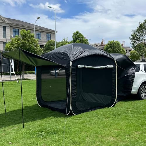 Universal SUV Rear Tent for Camping, Pop Up Trunk Awning with Floor and Netting Room, Extendable Tailgate Shelter for Hatchback Van