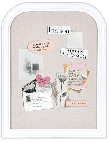 Aitakatta Bulletin Board with Linen, 17x13 inches Bulletin Board with White Wood Style Frame, Decorative Hanging Pin Board Vision Board Message Board for Office School Home Decor(2R&2S,L-4333,1p)