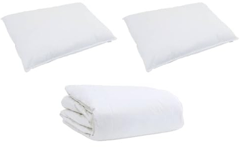 vidaXL Set di Piumoni con Cuscino 3 PCS Bianco Cotone, Collezione di Biancheria Minimalista, Set di Copripiumini in Cotone, Piumone Morbido, Stile Moderno, Lavabile in Lavatrice