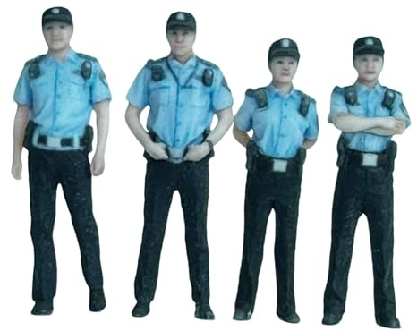 Luwecf 4 Stücke Miniaturfiguren Als Detaillierte Personenfiguren Und Stehende Modellfiguren Aus Harz Als Polizisten für Sandtischdekoration Und Pädagogische, 20mm
