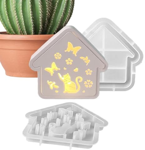 Haus Silikon Backform - Katzenhaus Kerzen Gießform | Deko Niedliches Bastelwerkzeug Für Schreibtisch Halloween Kinderzimmer Wohnzimmer