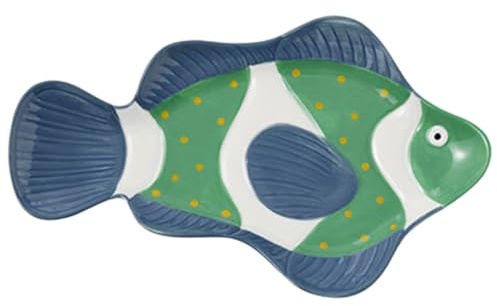 EPIGEIST Keramik Fischplatte Servierplatte in Fischform mit Elegantem Design und Glatter Glänzender Oberfläche Leicht zu Reinigen für Familienessen und Dessertläden