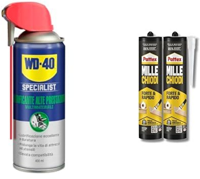Bundle WD-40 Specialist Lubrificante al PTFE 400 ml & PATTEX Millechiodi Forte&Rapido 400g Bipacco