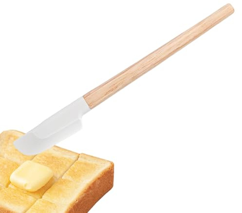 Spatule de Cuisson | Raclette avec Manche en Bois de 23 cm Qualité Alimentaire,Spatule Longue En Silicone Pour Patisserie,Pour Gâteau Salade Beurre Confiture Maison Restaurant Boulangerie