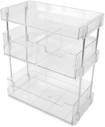 Focket Organisateur de Sachets de thé, Conception en Couches à 3 Niveaux, Taille Compacte 33 5x17x30 Cm, Support de Sachets de thé avec Cadre en Métal Robuste et Tiroirs Lisses pour Armoire de