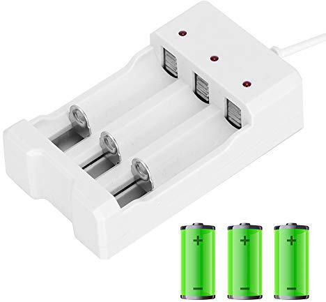 Chargeur USB de Charge pour Piles Rechargeables AA/AAA, résistance à Haute température Chargeur de Batterie ABS avec 3 emplacements pour Tous Les Pays