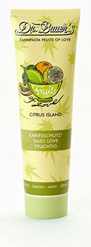 Dr. Bauer's Fruits of Love CITRUS ISLAND Zahnpasta, Zahncreme in nachhaltige 90ml Tube und Verpackung, mit tollen Geschmacksrichtungen, 1er Pack (1x 90ml)