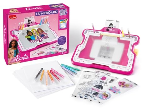 MAPED Creativ - Lumi'Board Barbie - Machine Lumineuse pour Apprendre à Dessiner - Jouet Loisirs Créatifs - Tableau Lumineux Enfant dès 5 ans, Rose