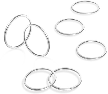 ALEXCRAFT Set 7 Pezzi Anelli Donna Impilabili in Acciaio Inossidabile - Anelli 5 Dita Argento Sottili da Nocche e Fedine
