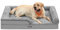 Feandrea Orthopädisches Hundebett für große Hunde, wasserdichtes Hundesofa mit abnehmbarem Plüsch-Bezug, 106 x 81 x 18 cm, Taubengrau PGW253G01