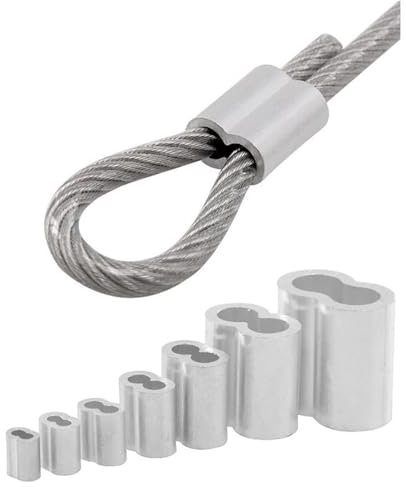 Colliers de serrage pour câbles métalliques Anneau de sertissage en aluminium à double trou de type M1-M12, 8 clips de fixation de câble métallique(M1.5 100pcs)