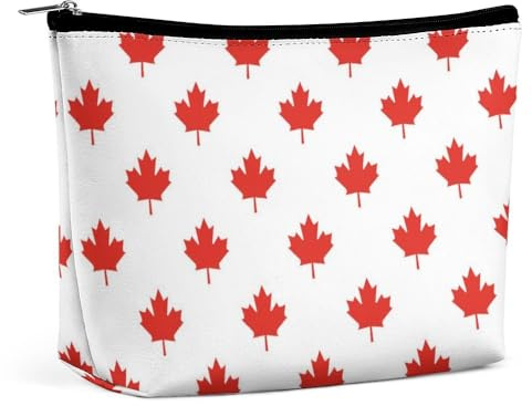 JiuPopular Neceser portátil con cremallera para uso diario, viaje, Hoja de arce canadiense, Talla única