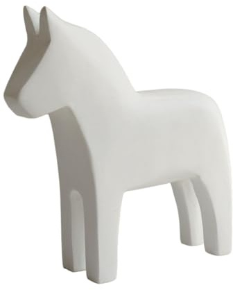 ZGUZMCMK Dala Pferd Dekofigur Holzfigur Skulptur Tischschmuck Handgefertigte Dekoration Im Minimalistischen Stil für Eine Gemütliche Atmosphäre für Schlafz, Weiß