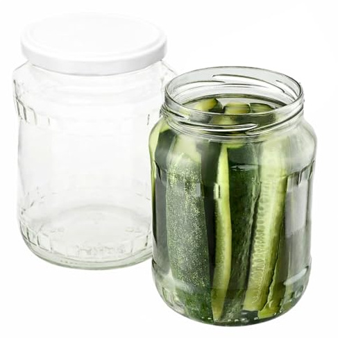 B2C Glass Jars 720ml with White Lid Pickle Jar Set Chutney Honey Storage Preserving Jam Leak Proof DIY Packaging Jars Food Grade (16)