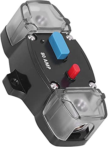 Tbest Disyuntor Automático de 80A, Reinicio de Sobrecarga de 12V-24V para Eléctrico de Cabrestante para Coche, Barco, Camión, RV, Atv