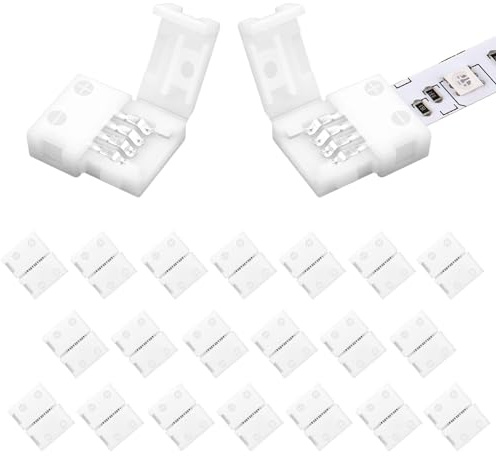 VIPMOON 20 Stk 4 Pin LED Strip Verbinder 8mm LED Streifen Schnellverbinder | LED Verbinder Lötfrei Streifenverbinder für 3528 5050 LED Lichtstreifen