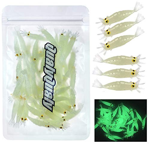 QualyQualy Angelköder Kunstköder Gummiköder Forelle Leuchtend Leucht Shrimp Angeln Forelle Zander Barsch Köder Süßwasser Salzwasser Forellenköder 54 Stück