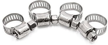 sourcing map 4pcs Collier de Serrage Tuyau Pince Clip Serre Joint Argenté Inoxydable Acier 18-32mm Réglable Vis sans Extrémité Pour Voiture Tuyau Câble