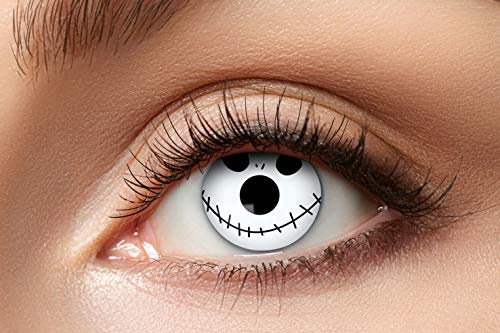 Zoelibat Eyecatcher 84080441-939 - Farbige Kontaktlinsen, 1 Paar, für 12 Monate, Weiß, Schwarz, Karneval, Fasching, Halloween