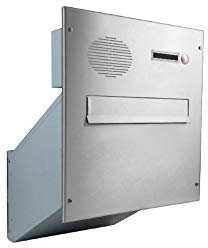 D-241 XXL Edelstahl Mauerdurchwurf Briefkasten mit Klingel & Sprechsieb (Tiefe: 23-38 cm) - LETTERBOX24.de