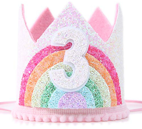 Birthday Rainbow Girl Crown, Birthday Hat for Event Party Supplies, Photo Props