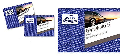 AVERY Zweckform 222-2 Fahrtenbuch für PKW im 2er-Pack & 222 Fahrtenbuch für PKW (vom Finanzamt anerkannt, A6 quer, auf 80 Seiten für insgesamt 390 Fahrten)