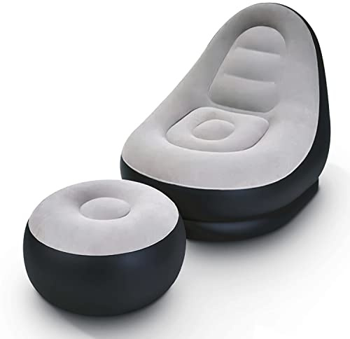 Denny International Deluxe Inflatable Lounger Ottoman Couch Foot Stool Seat With/Without Electric Air Pump (Deluxe Lounger)