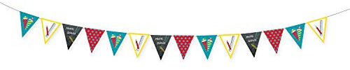 NET TOYS Farbenfrohe Party-Girlande Schulanfang 400 x 19 cm - Niedliche Kinder-Partydeko Wimpelkette für Einschulung und Schulstart - Genau richtig für Schulanfänger & Kinderfest