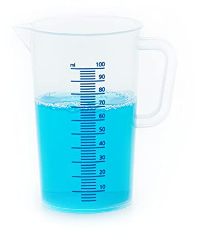 LICARGO® Messbecher 100ml - feine Skala zum genauen Dosieren kleiner Mengen - Einsetzbar als Dosierhilfe für Waschmittel, für die Autopflege und in der Küche zum Backen & Kochen - Lebensmittelecht