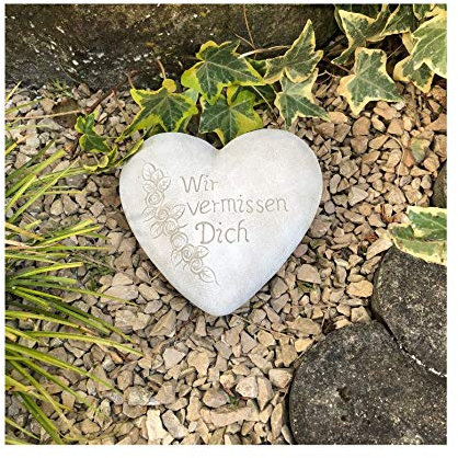 Radami XXL Grabherz Spruch Grabschmuck Grab Herz - Wir vermissen Dich - Grabdeko Trauerherz ca. 1300g
