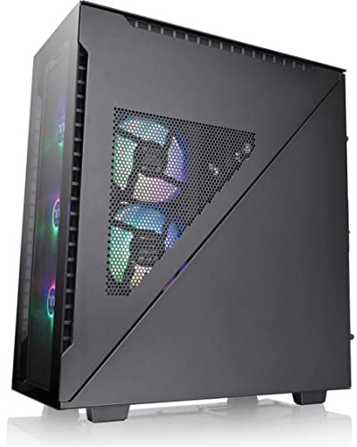 Thermaltake Divider 500 TG Black Color ARGB ATX Mid Tower Tempered Glass Computer Case with 3 120mm 5V ARGB Front Fans + 1 120mm Standard Rear Fan + 2 Symmetrical Triangular Panels CA-1T4-00M1WN-01