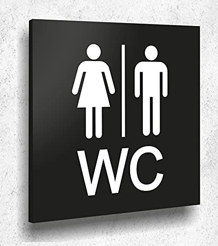 Türschild WC Schild Schwarz Matt UV Druck 12 x 12cm - 3mm ALUVERBUND - Made in Germany Art.Nr. A 2000