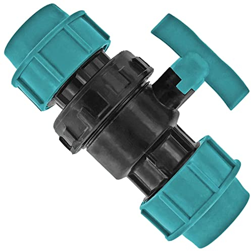 MegaHaustechnik PP Fitting Klemmverbinder Kugelhahn für 20mm PE Rohr Außendurchmesser Trinkwasser PN16 Ventil blau