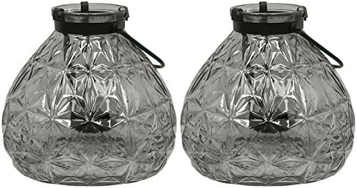 Grande lanterna in vetro con manico Set di 2 portacandele a colonna Tealight