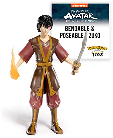 BendyFigs The Noble Collection Avatar Zuko – Noble Toys 19 cm biegbare, bewegliche Sammelpuppe mit Ständer und Mini-Zubehör