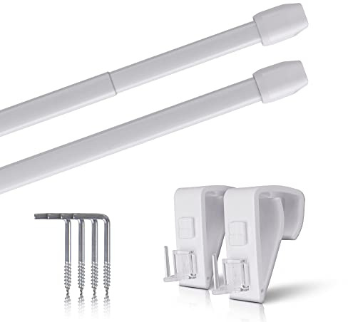 Bestlivings Vitragestangen ohne Bohren, 2er-Set, 80-120 cm, Perlweiß | Stufenlos ausziehbare Gardinenstange inkl. Klemmträger, robustes Metall, flachoval Ø10 mm, für Scheiben- & Bistrogardinen