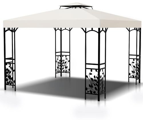 Joparri Ersatzdach für Pavillon 3x3M Pavillondach Wasserdicht Doppeldach Sonnenschutz Ersatzdach Gartenpavillon mit Aufbewahrungstasche, robuster Pavillonbezug, Beige