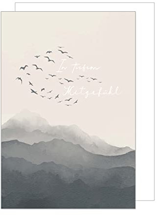 Edition Seidel Premium Trauerkarte mit Umschlag. Beileidskarte Trauer Karte Berge Himmel Wolken Vögel Abschied Teilnahme Mitgefühl (T1097 SW023)
