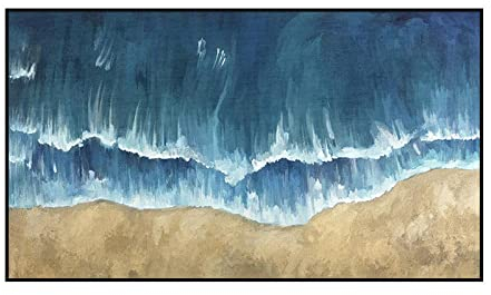 Acrylbilder, Retro Blaues Meer Doppelschicht Wellenlandschaft Moderne Abstrakte Kunstwerke Rahmenlose Handgemalte Ölgemälde Auf Leinwand Wandkunst Für Wohnzimmer Schlafzimmer Büro Wohnkultur,15