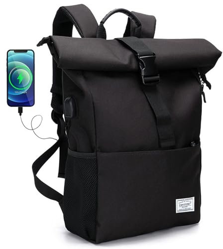 MoFut Rucksack Damen Groß Rucksäcke Herren Groß Schulrucksack viele Fächer mit 15,6 Laptopfach, Unisex Rolltop Rücksack Wasserdicht, Lässiger Backpack Schule Freizeit Uni Arbeit Wandern.
