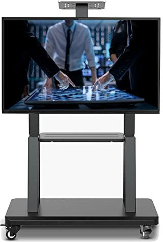 GGZONE Floor Standing Universal TV Stand For 55 Inch TV, Heavy Duty Black Mobile TV Cart With Lockable Wheels & Camera Shelf, Boardroom/Hotel/Studio beautiful scenery
