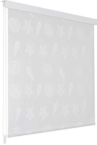 Homgoday Duschrollo Duschvorhang Badewannenvorhang Rollo Badrollo Badewannenvorhang Seilzugrollo für Dusche & Badewanne Schnelltrocknendes Rollo 100 x 240 cm Seesternmuster
