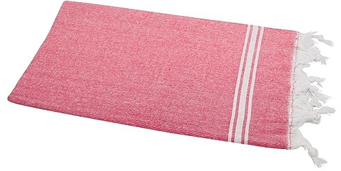 my Hamam, Saunatuch Hamamtuch, Handtuch rot weiß m. Fransen, ca. 80x175 cm für Wellness, Hamam und Sauna Bahar Style