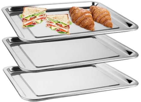 CYEER Bandejas Acero Inoxidable, 30 x 40 cm Bandeja de Horno, Bandeja Horno Acero Iinoxidable, Bandeja para Horno, Bandejas Horno, Bandeja Horno Universal