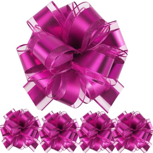 We Moment Zone Geschenk Schleife, 5 Stück Große Schleife Riesen Schleife Geschenk. Große Pull Bow für Auto Dekor Hochzeit New Houses Party Feier Geschenkschleife Tüten-Rosa
