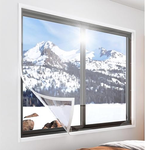 Transparente Fenster-kälteschutzfolie, Thermo Cover Fenster-isolierfolie, Fenster Isolierfolie Kit, Winddichte Verdickungsfolie, Wiederverwendbare Wärmeschutz Fensterfolie,WxH-95x150cm/37*59in