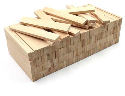 VmG-Store 80x Holzleiste 22x8x160mm Buche lose Bastelklötzchen zum Basteln Bastelstäbe (Buche 22x8mm)