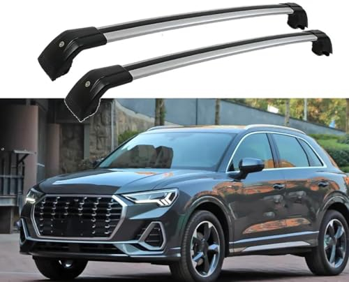LXBSXY 2 Stück Auto-Dachträger, für Audi Q3 (F3) 5door SUV 2019-2022,Dachrelings Querstangen Abschließbar Querträger Dachträger Auto-Dachrelingträger Auto Gepäckträger Zubehör,C-Silverblack